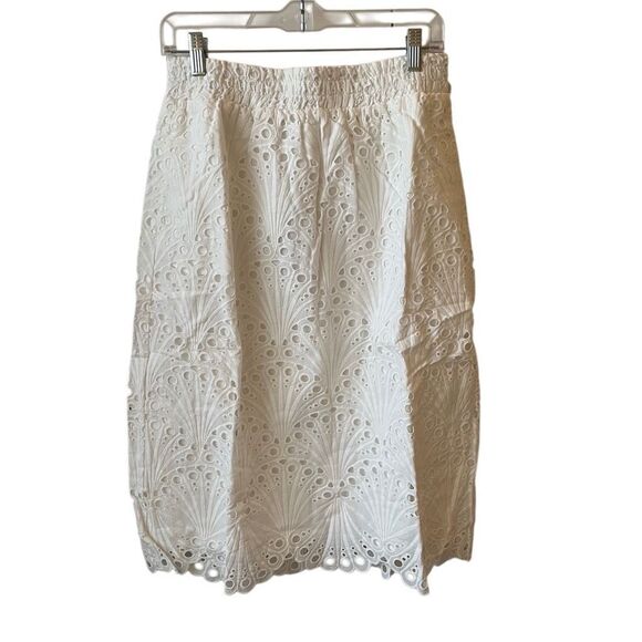 NWT Andie Swim The Mona Eyelet Scalloped‎ Pull On Skirt Coconut White sz M - Picture 4 of 10
